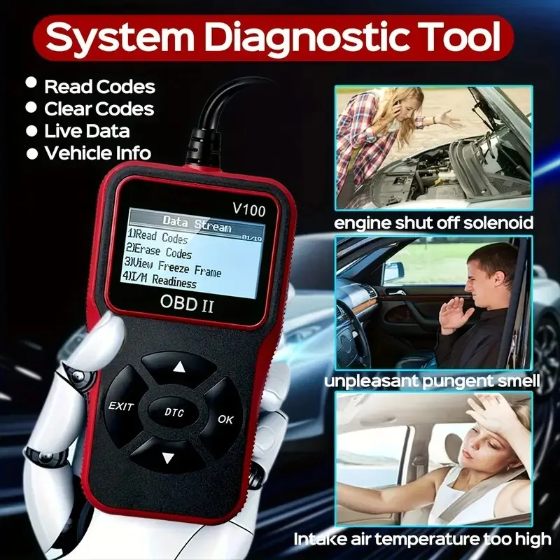 V100 Portable Auto Diagnostic Tool OBDII Car Scanner with All System Diagnostic Functions Electric Power Engine Analyzer
V100 Portable Auto Diagnostic Tool OBDII Car Scanner with All System Diagnostic Functions Electric Power Engine Analyzer