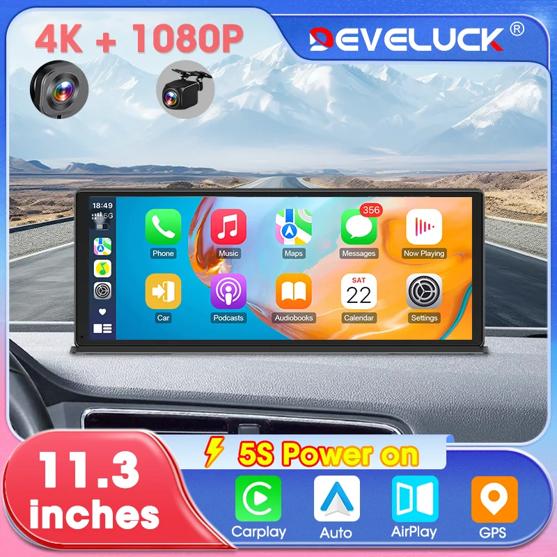 11.3 inch 4K DVR Dashcam Rear View Camera Wireless Carplay & Android Auto GPS Navigation Dashboard Video Recorder WIFI Black Box
11.3 inch 4K DVR Dashcam Rear View Camera Wireless Carplay & Android Auto GPS Navigation Dashboard Video Recorder WIFI Black Box