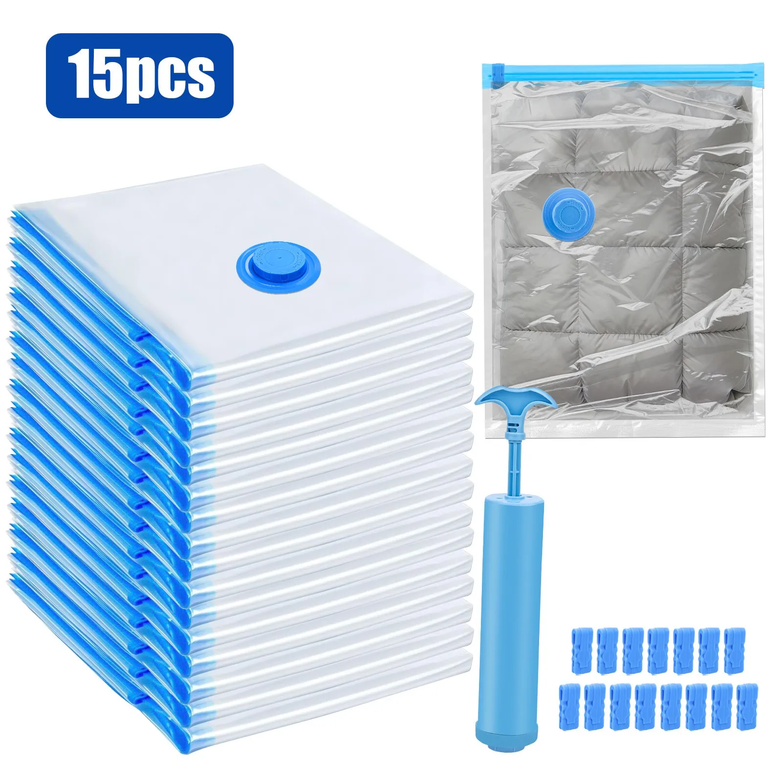 15PCS Vacuum Storage Bags with Hand Pump Space Saver Compression Clothes Luggage
15PCS Vacuum Storage Bags with Hand Pump Space Saver Compression Clothes Luggage