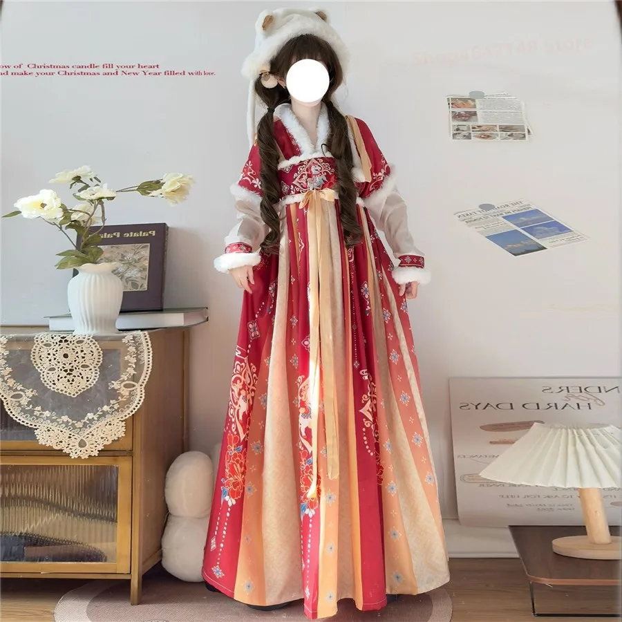 Winter Han Suit Made in Song Dynasty Women's Duel Front Long Coat Collar Pleated Skirt Daily Plush Set Chinese New Year
Winter Han Suit Made in Song Dynasty Women's Duel Front Long Coat Collar Pleated Skirt Daily Plush Set Chinese New Year