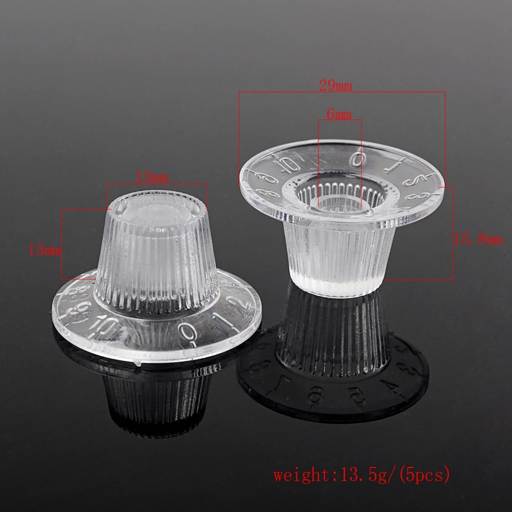 5 pcs Transparent Knob Set Electric Guitar Bass Amplifier Volume Tone Control Buttons Plastic Durable Easy Install Accessories
5 pcs Transparent Knob Set Electric Guitar Bass Amplifier Volume Tone Control Buttons Plastic Durable Easy Install Accessories