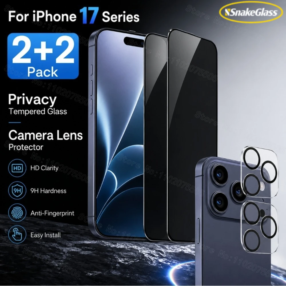2-Pack Privacy Glass Screen Protector for IPhone 16 Pro Max 15 14 Plus 17 Pro Max 17 Pro Air 17e 16e 15 14 13 12 11 Camera Glass
2-Pack Privacy Glass Screen Protector for IPhone 16 Pro Max 15 14 Plus 17 Pro Max 17 Pro Air 17e 16e 15 14 13 12 11 Camera Glass