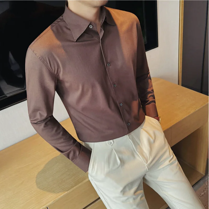 High Quality Fiber Breathable Long Sleeved Shirt Luxury Solid Color Big Neck Men Slim Fit Shirt Formal Social Party Tuxedo
High Quality Fiber Breathable Long Sleeved Shirt Luxury Solid Color Big Neck Men Slim Fit Shirt Formal Social Party Tuxedo