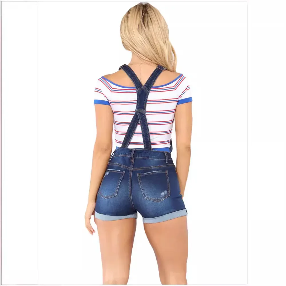 Suspenders Spring and Summer New Washed Ripped Shoulder Strap Rolled-up Jeans.Women's Casual and Fashionable Hip-lifting Shorts.
Suspenders Spring and Summer New Washed Ripped Shoulder Strap Rolled-up Jeans.Women's Casual and Fashionable Hip-lifting Shorts.