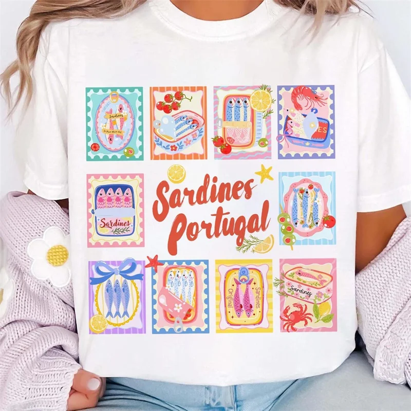 Women's Summer T-Shirt Watercolor Sardine Printed Round Neck Short Sleeve Travel Holiday Clothing Regular Versatile T-Shirt
Women's Summer T-Shirt Watercolor Sardine Printed Round Neck Short Sleeve Travel Holiday Clothing Regular Versatile T-Shirt