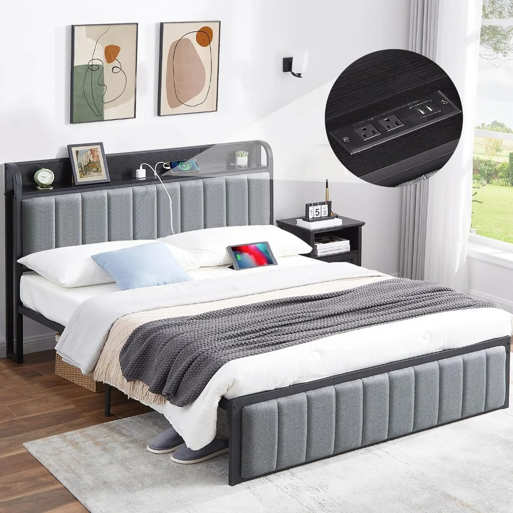 Full Bed Frame Storage Upholstered Headboard with Charging Station No Box Spring Needed Noise-Free Easy Assembly Beds
Full Bed Frame Storage Upholstered Headboard with Charging Station No Box Spring Needed Noise-Free Easy Assembly Beds
