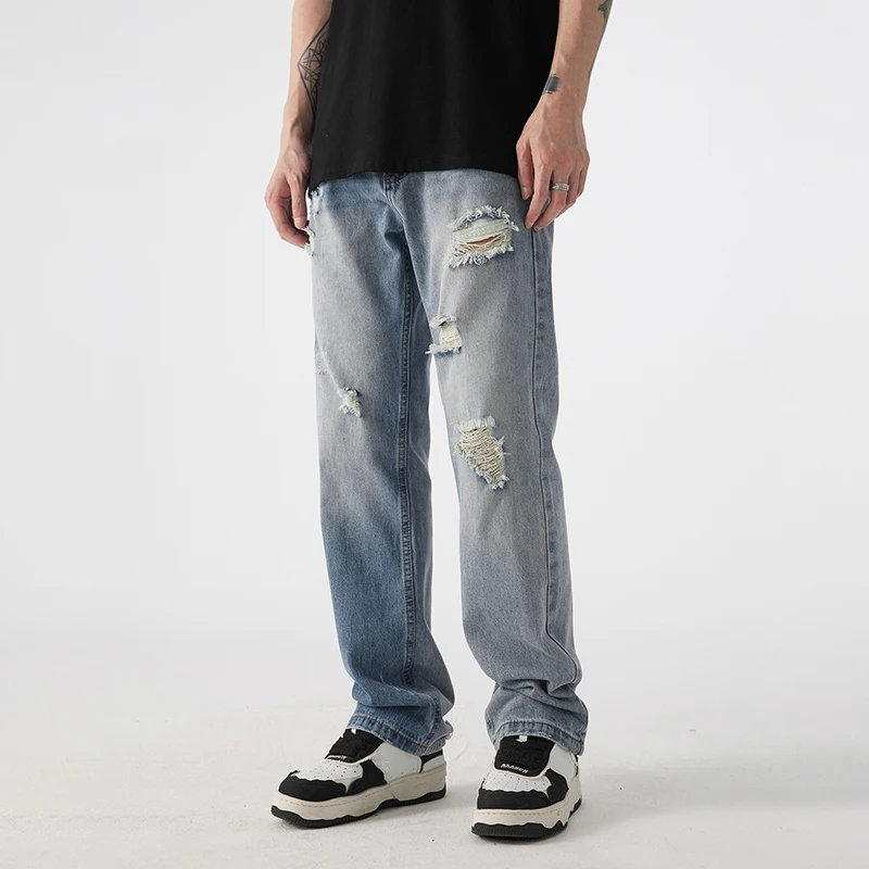 2026 Spring New Trend Denim Long Pants American High Street Men's Loose Straight-Leg Ripped Light-Colored Jeans Chic
2026 Spring New Trend Denim Long Pants American High Street Men's Loose Straight-Leg Ripped Light-Colored Jeans Chic