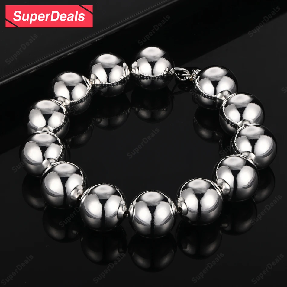 SuperDeals 14mm Bead Chain 925 Sterling Silver Smooth Bracelet Women Men Wedding Party Birthday Gift Accessories Fashion Jewelry
SuperDeals 14mm Bead Chain 925 Sterling Silver Smooth Bracelet Women Men Wedding Party Birthday Gift Accessories Fashion Jewelry