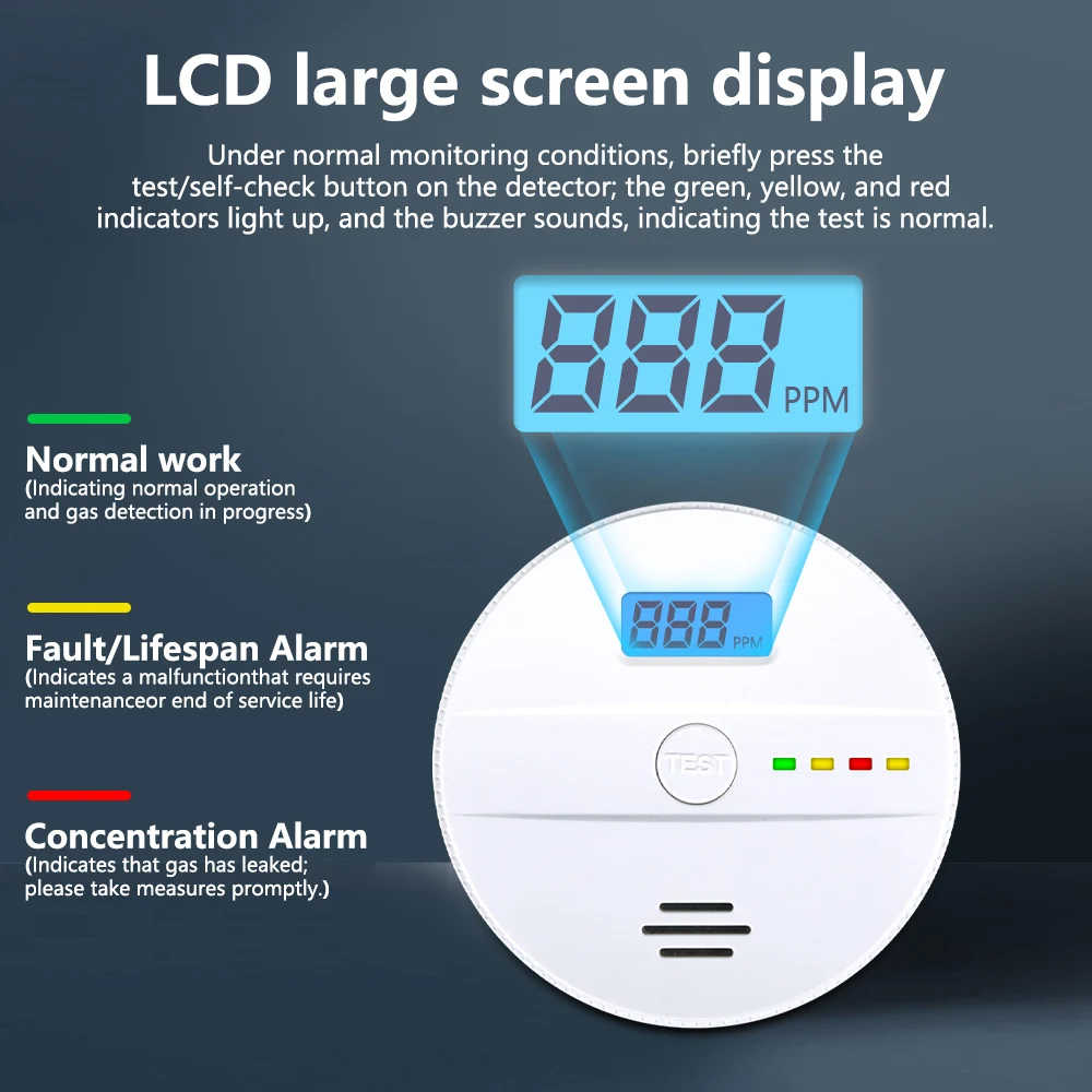Independent LCD Display Carbon Monoxide Detector High Sensitive Warning CO Alarm Sensor For Enhanced Home Safety
Independent LCD Display Carbon Monoxide Detector High Sensitive Warning CO Alarm Sensor For Enhanced Home Safety
