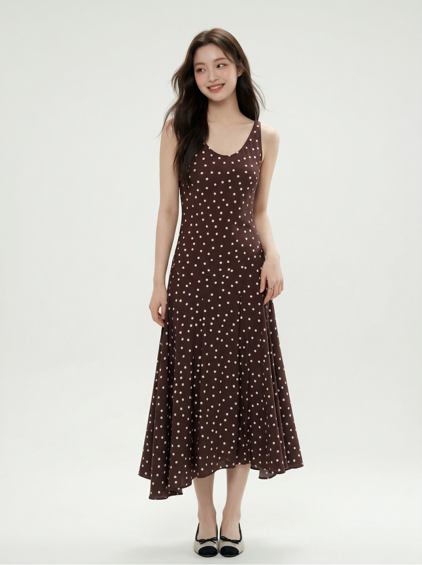Quelin Vintage Brown Polka Dot Long Dress Women's Design Sensation Sleeveless A-Line Skirt High Waist Summer Dress
Quelin Vintage Brown Polka Dot Long Dress Women's Design Sensation Sleeveless A-Line Skirt High Waist Summer Dress