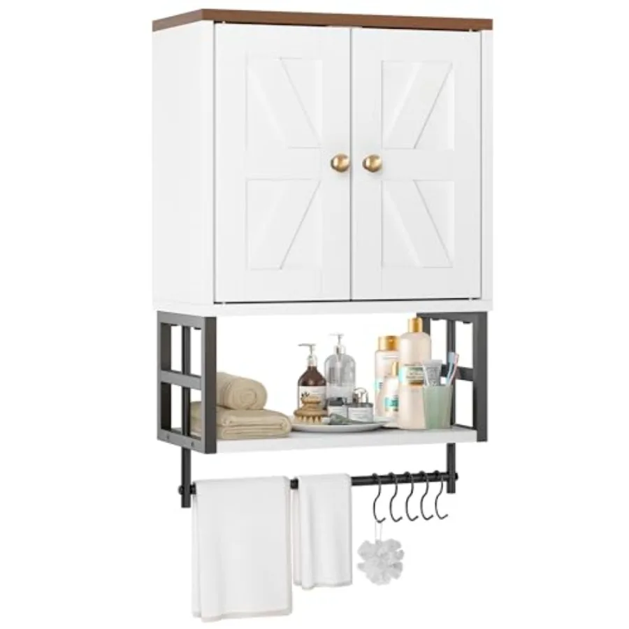 Farmhouse Medicine Cabinet - 3-Tier Wall Mounted Storage Organizer with Adjustable Shelves, Towel Bar, 5 Hooksfor Small Bathroo
Farmhouse Medicine Cabinet - 3-Tier Wall Mounted Storage Organizer with Adjustable Shelves, Towel Bar, 5 Hooksfor Small Bathroo