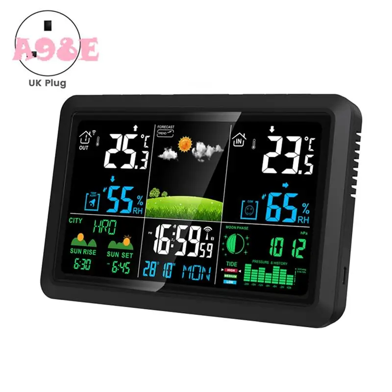 A98E-Multifunction Tuya Weather Station Air Quality Temperature Humidity Meter Moon Phase Air Pressure Weather Clock
A98E-Multifunction Tuya Weather Station Air Quality Temperature Humidity Meter Moon Phase Air Pressure Weather Clock