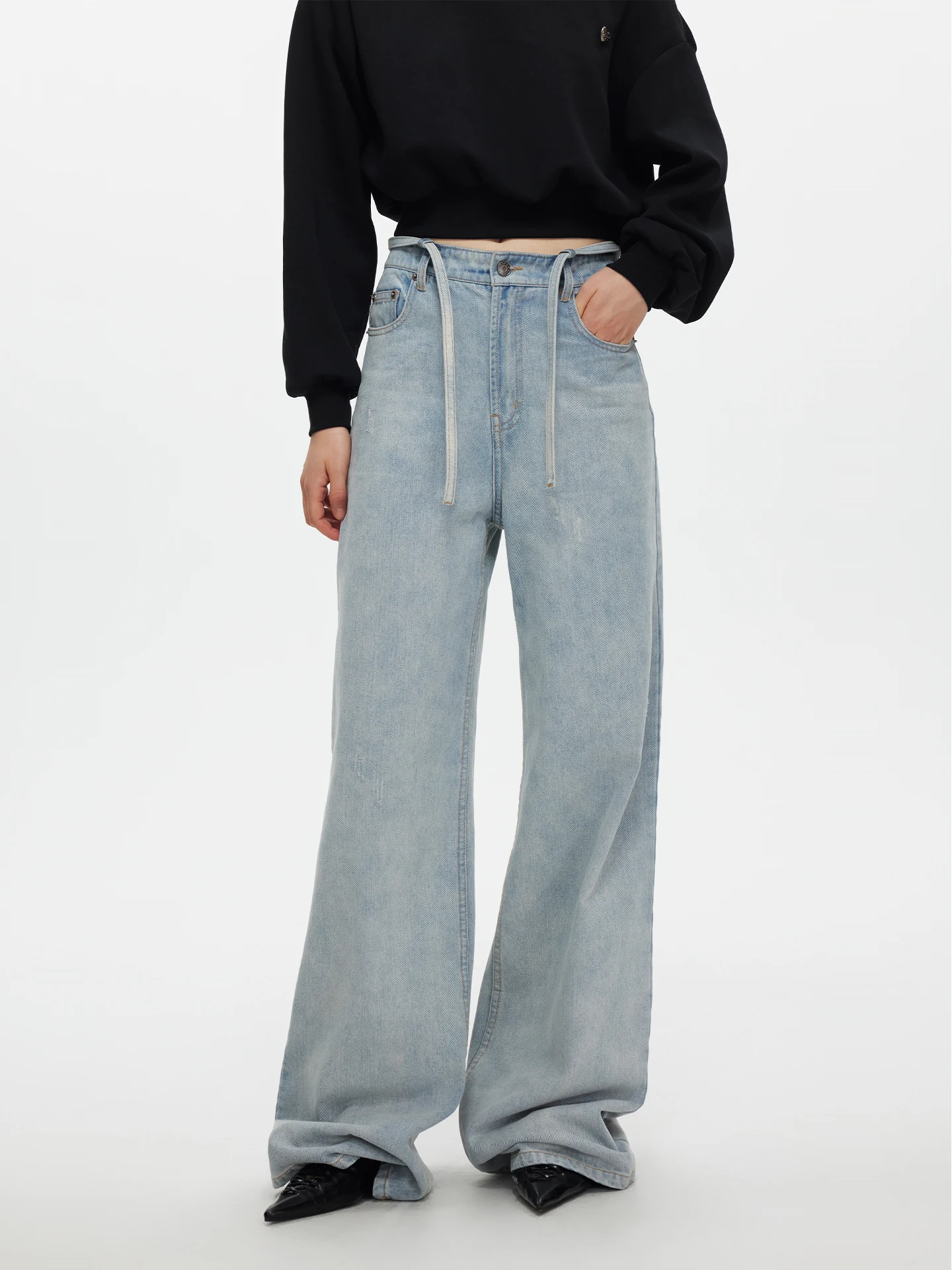 BGT American Retro Black Wide Leg Straight Cut Lazy Style Women's Jeans Low Waist Floor Length Spring Autumn Cotton Stretch D...
BGT American Retro Black Wide Leg Straight Cut Lazy Style Women's Jeans Low Waist Floor Length Spring Autumn Cotton Stretch D...