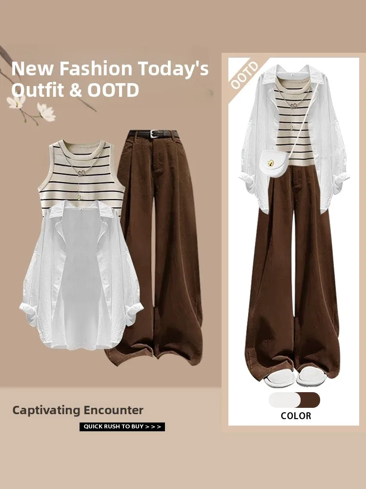 Spring 2026 Fashion Loose Sun Protection Shirt Sexy Girl Casual Wear Vest Slimming Leisure Pants Three Piece Set Polyester Fiber
Spring 2026 Fashion Loose Sun Protection Shirt Sexy Girl Casual Wear Vest Slimming Leisure Pants Three Piece Set Polyester Fiber