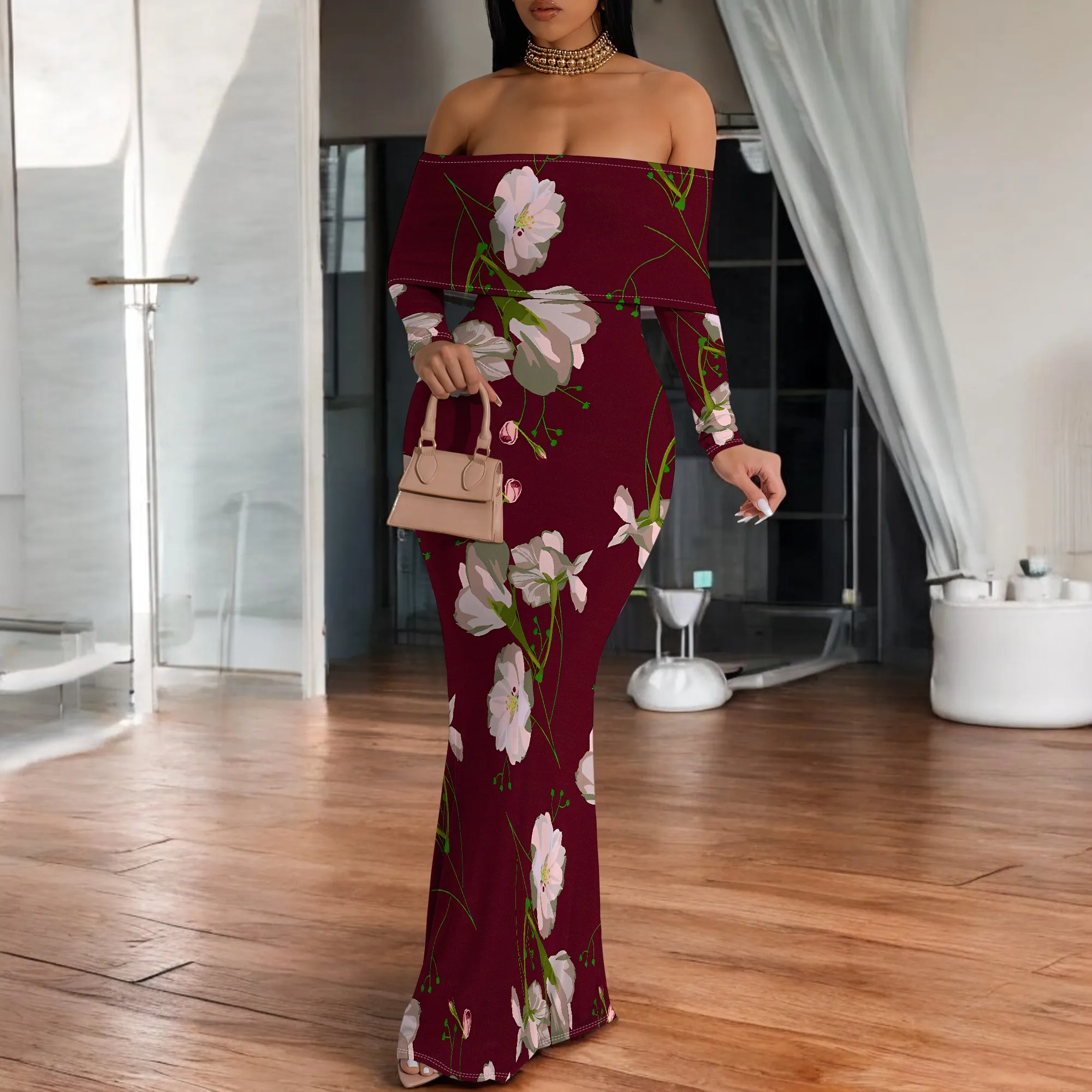 Women's Tight Hips-Wrapped Geometric Off-Shoulder Ruffle Short Sleeve Dress Vibrant Cultural Party Casual Maxi Dress
Women's Tight Hips-Wrapped Geometric Off-Shoulder Ruffle Short Sleeve Dress Vibrant Cultural Party Casual Maxi Dress