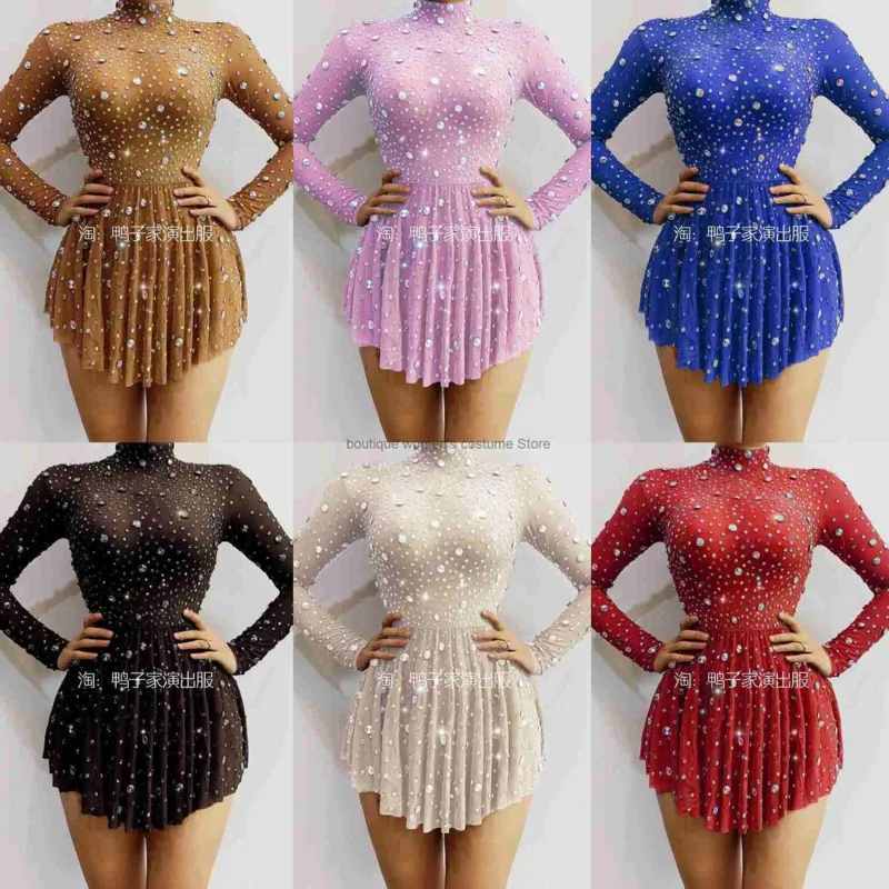 Colorful Sheer Mesh Full-Diamond One-Pc Short Dress Jazz Latin Dance Dress Nightclub GogoDs Performance Costume
Colorful Sheer Mesh Full-Diamond One-Pc Short Dress Jazz Latin Dance Dress Nightclub GogoDs Performance Costume