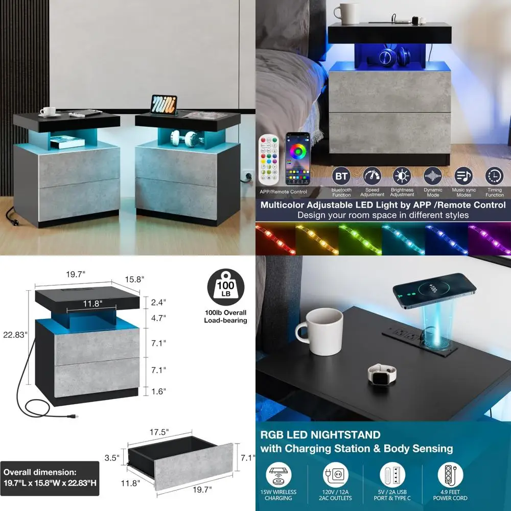 Набор светодиодных тумбочек, прикроватная тумбочка с беспроводной зарядкой, 2 предмета, USB-портами и глянцевой отделкой, современная ночная тумбочка со светодиодной подсветкой
Набор светодиодных тумбочек, прикроватная тумбочка с беспроводной зарядкой, 2 предмета, USB-портами и глянцевой отделкой, современная ночная тумбочка со светодиодной подсветкой