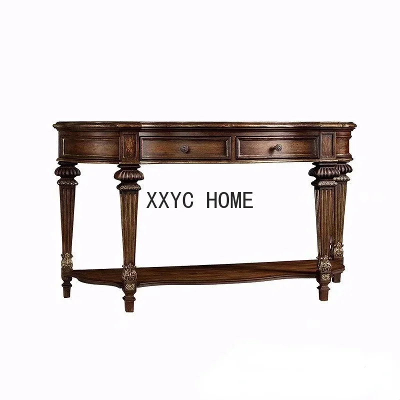 Oak Wood Carved Console Tables Vintage Distressed Semicircle Side Table Foyer Decoration Table
Oak Wood Carved Console Tables Vintage Distressed Semicircle Side Table Foyer Decoration Table