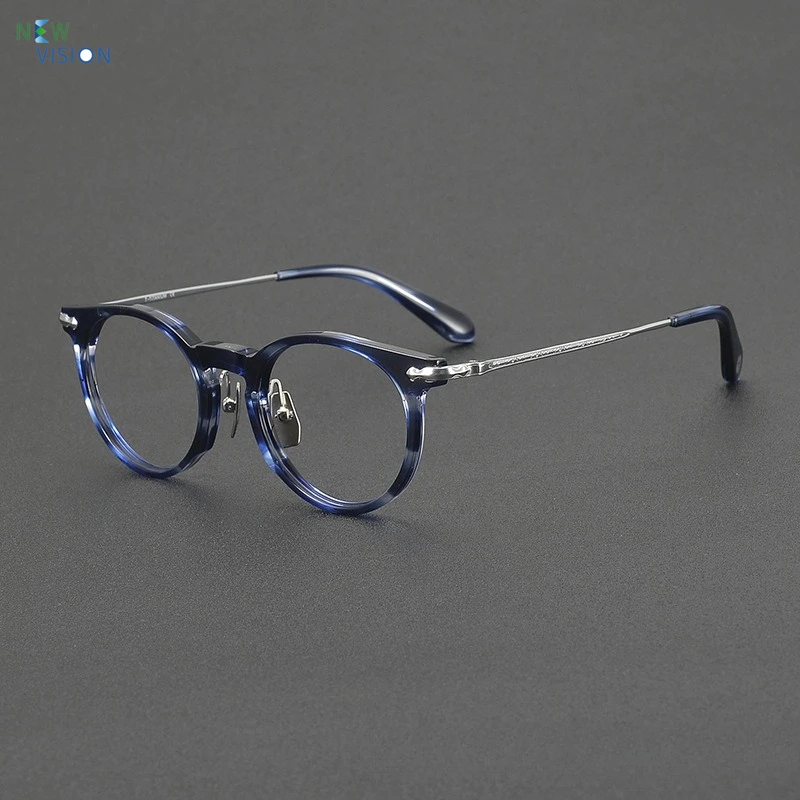 Japan Retro Women Acetate Tortoiseshell Blue Silver Glasses Frame Men Pure Titanium Optical Eyeglass Support Prescription Lenses
Japan Retro Women Acetate Tortoiseshell Blue Silver Glasses Frame Men Pure Titanium Optical Eyeglass Support Prescription Lenses