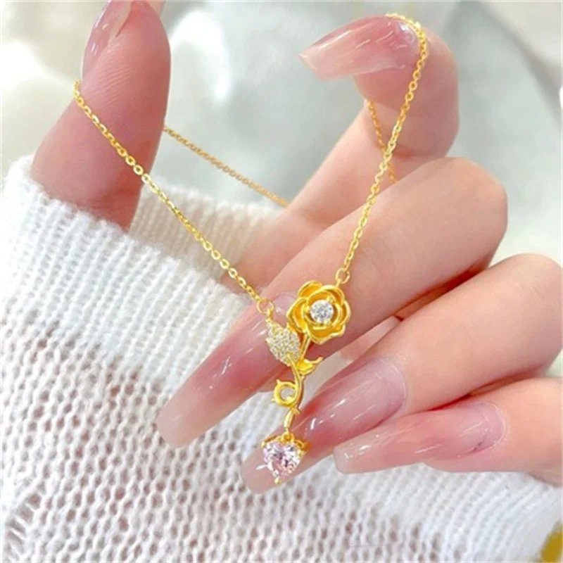 High - End 18K Gold (AU750) Romantic Rose - Shaped Diamond - Set Pendant for Women, Chic necklace, Perfect Gift for Girlfriend
High - End 18K Gold (AU750) Romantic Rose - Shaped Diamond - Set Pendant for Women, Chic necklace, Perfect Gift for Girlfriend