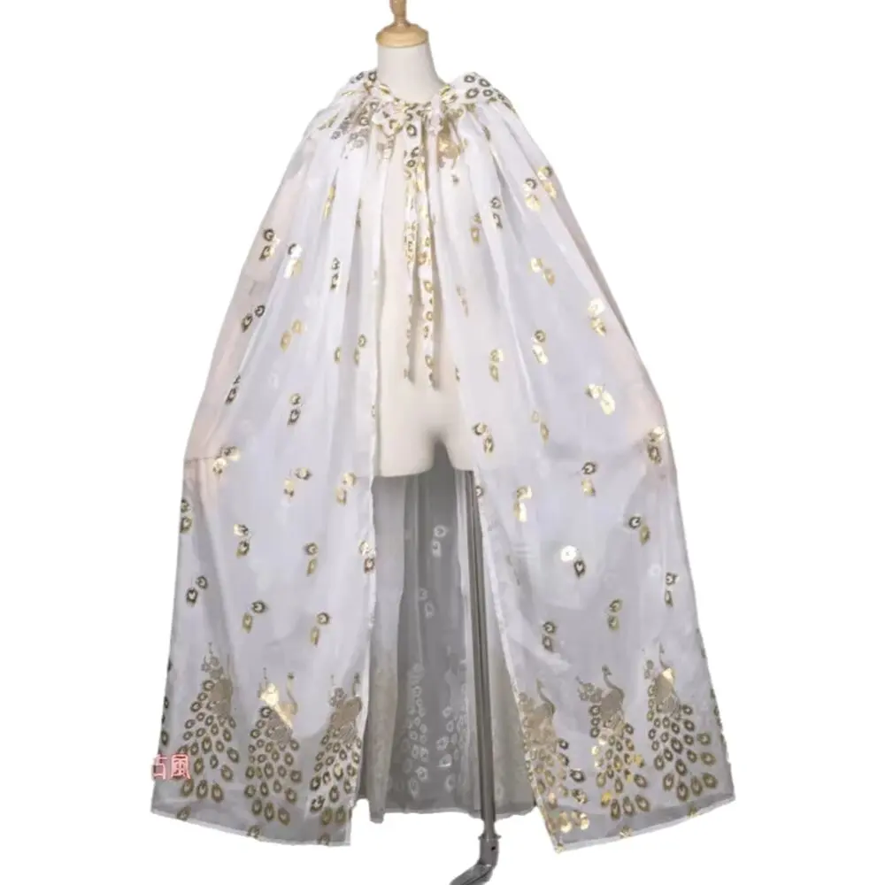Ancient Style Cape Hanfu Outerwear Thin Summer Gold-stamped Chiffon Peacock Shawl, Sun-protective Flared White Dress
Ancient Style Cape Hanfu Outerwear Thin Summer Gold-stamped Chiffon Peacock Shawl, Sun-protective Flared White Dress