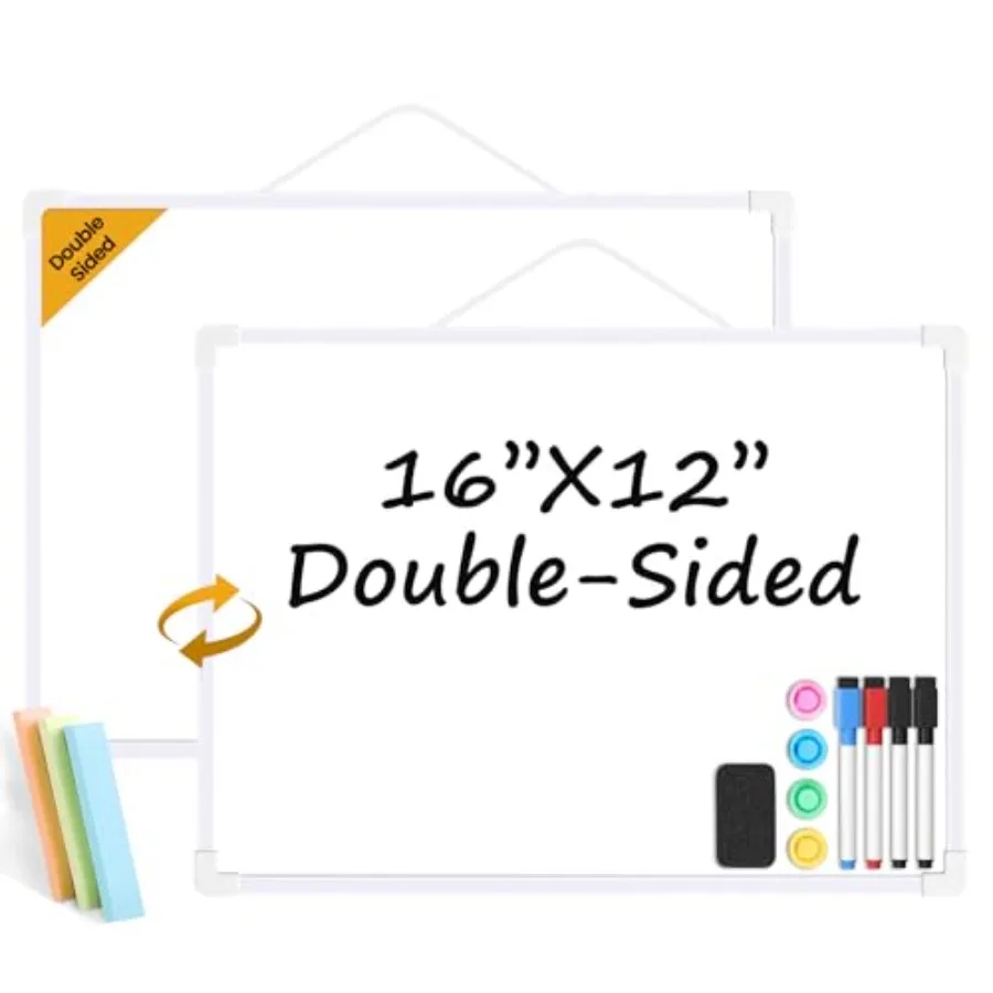 Small Dry Erase Board for Wall, 16" x 12" Double-Sided Hanging board, Magnetic Board with 4 Markers, 4 Magnets and 3 Mini Stick
Small Dry Erase Board for Wall, 16" x 12" Double-Sided Hanging board, Magnetic Board with 4 Markers, 4 Magnets and 3 Mini Stick