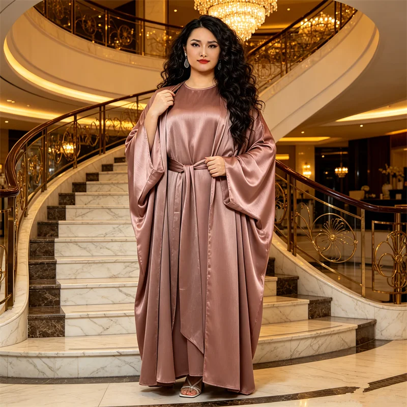 Ramadan Satin 2 Piece Abaya Dubai Luxury Set Muslim Prayer Clothes Women Dresses Caftan Marocain Robe Femme Musulmane Jalabiya
Ramadan Satin 2 Piece Abaya Dubai Luxury Set Muslim Prayer Clothes Women Dresses Caftan Marocain Robe Femme Musulmane Jalabiya