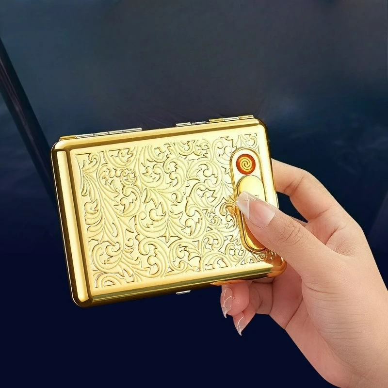 Портативная перезаряжаемая зажигалка, коробка для сигарет, 20 шт., двойная открытая толстая коробка для сигарет, мужская зажигалка большой емкости с зажимом для сигарет
Портативная перезаряжаемая зажигалка, коробка для сигарет, 20 шт., двойная открытая толстая коробка для сигарет, мужская зажигалка большой емкости с зажимом для сигарет