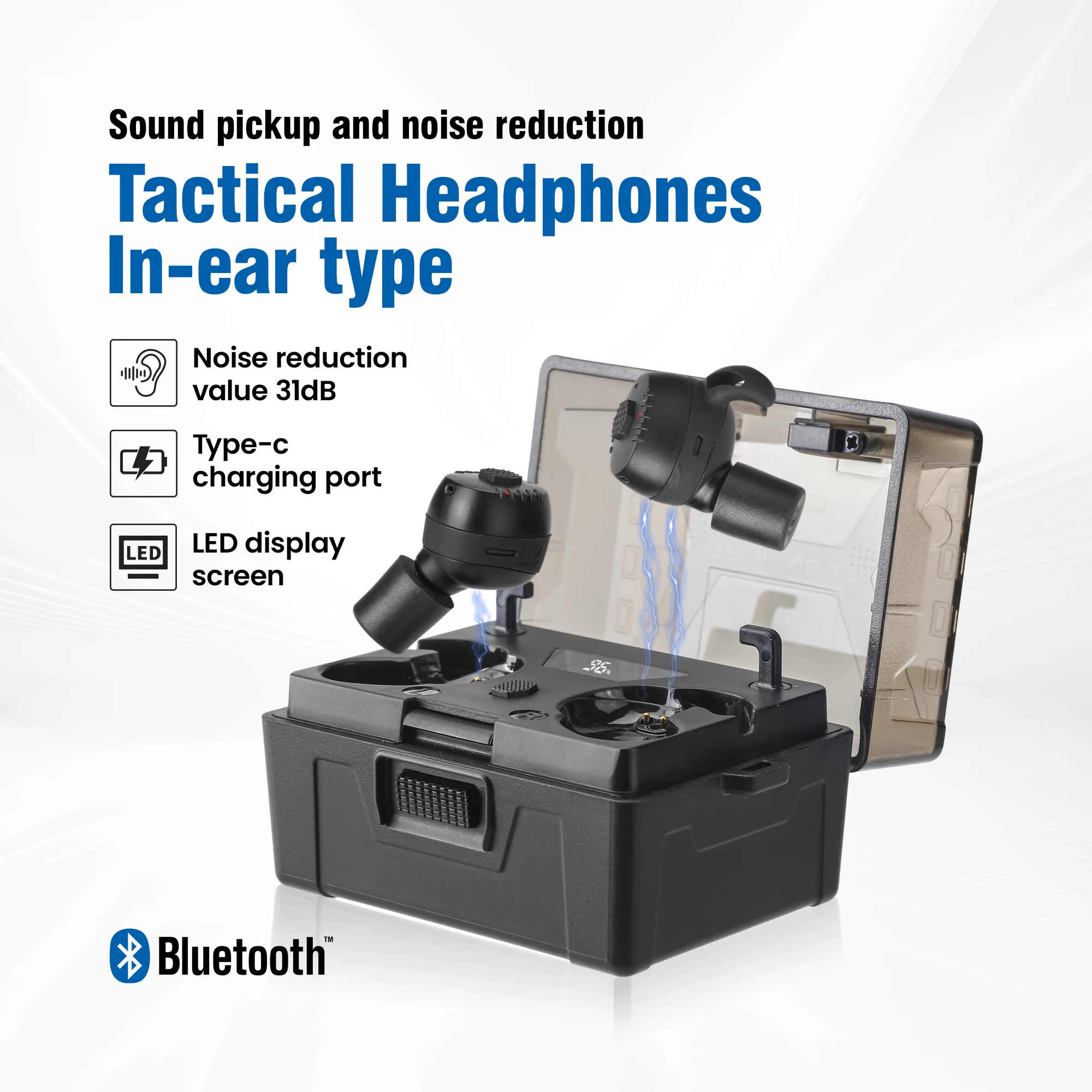 Shooting Earplugs ANC NRR31dB - Tactical Bluetooth Earbuds with Active Noise Cancelling for Hunting Military Ear Protection
Shooting Earplugs ANC NRR31dB - Tactical Bluetooth Earbuds with Active Noise Cancelling for Hunting Military Ear Protection