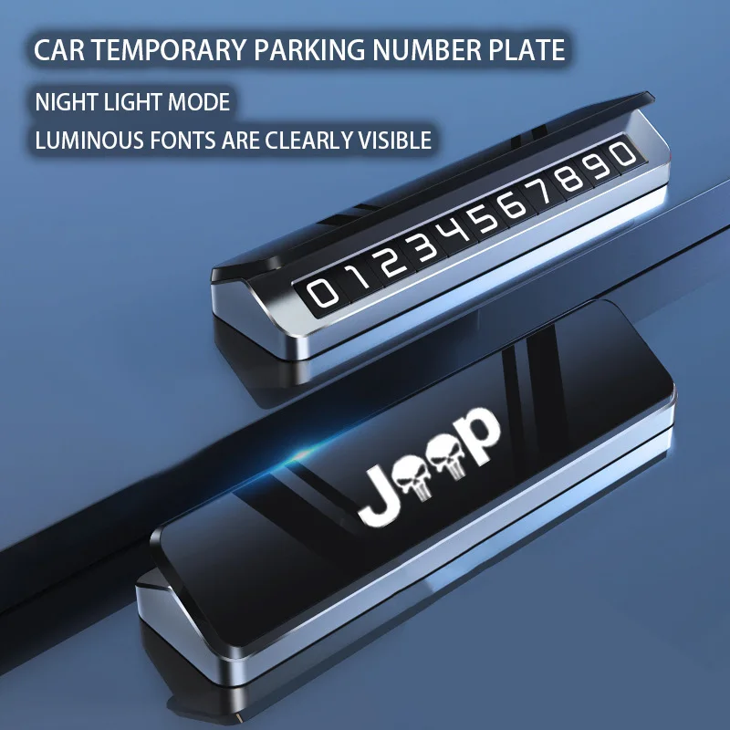 Car Metal Mobile Phone Number Temporary Parking Plate For Jeep Renegade Wrangler JK XJ Grand Cherokee KL WK2 Compass Accessories
Car Metal Mobile Phone Number Temporary Parking Plate For Jeep Renegade Wrangler JK XJ Grand Cherokee KL WK2 Compass Accessories