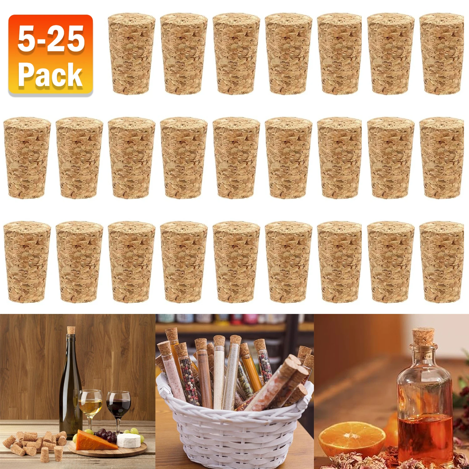 5-25 Pack Natural Soft Wood Corks Wine Bottle Stopper Tapered Cork Plugs Replacement Corks for Wine Making Craft
5-25 Pack Natural Soft Wood Corks Wine Bottle Stopper Tapered Cork Plugs Replacement Corks for Wine Making Craft
