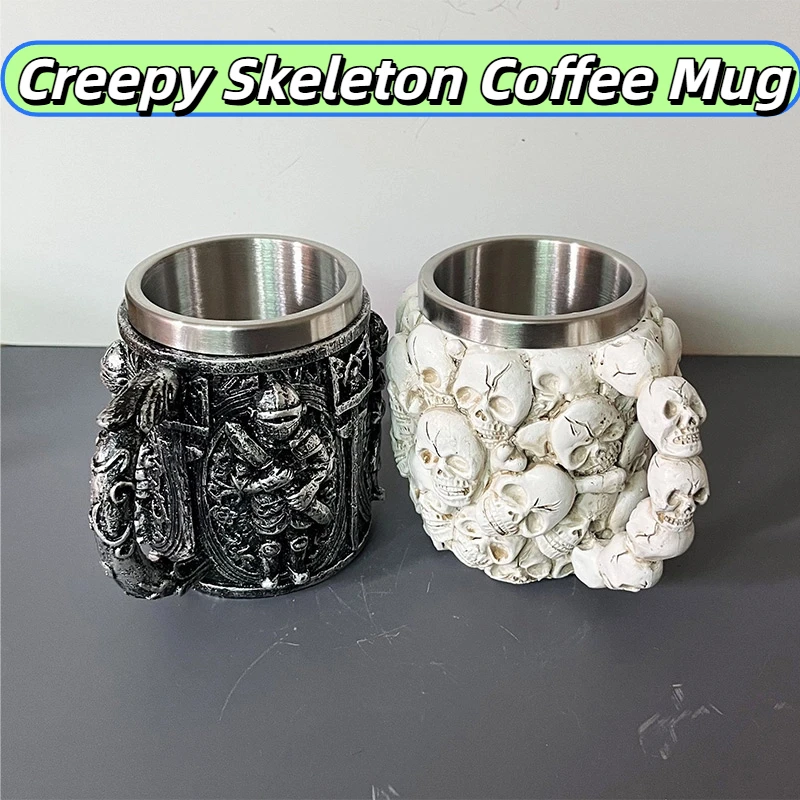 Жуткая кофейная кружка со скелетом, керамическая чашка рыцаря с держателем, готический декор для домашнего бара на Хэллоуин и уникальный подарок для фанатов ужасов 
Жуткая кофейная кружка со скелетом, керамическая чашка рыцаря с держателем, готический декор для домашнего бара на Хэллоуин и уникальный подарок для фанатов ужасов