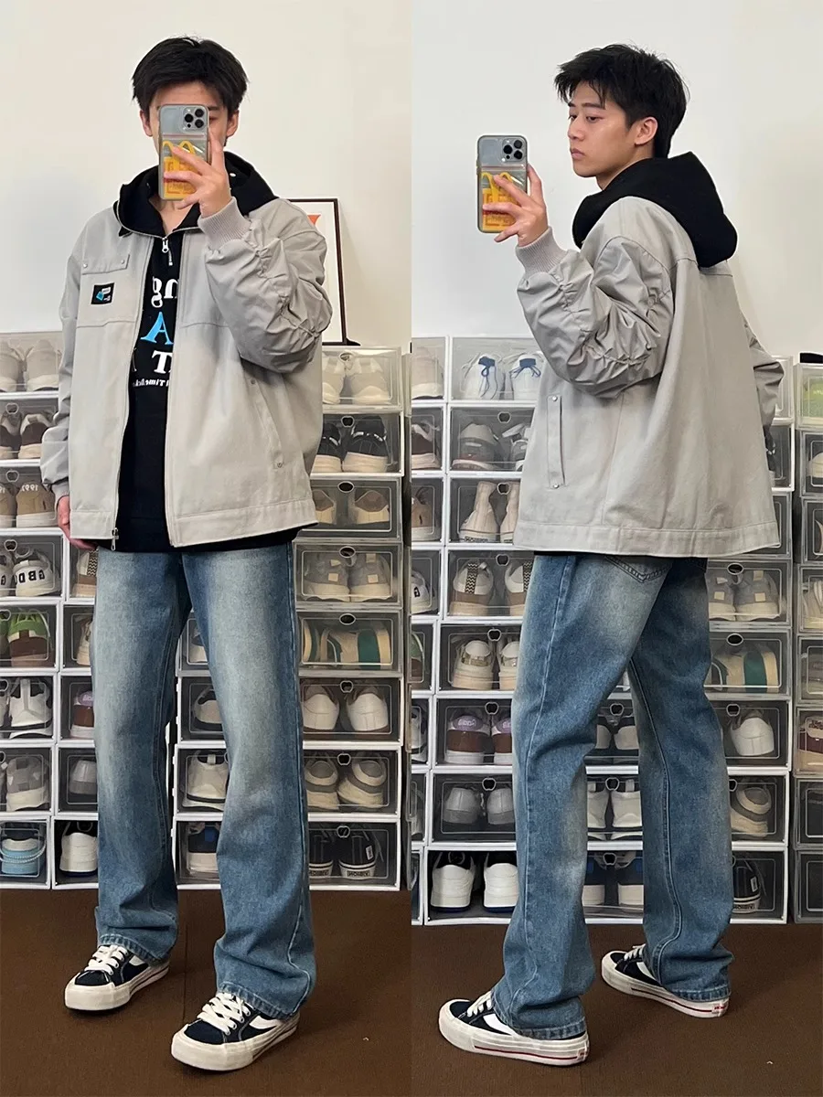 Retro Japanese Sle Patchwork Collar Loose Casual Jaet Youthful Sensation Beige Men's Faionable All-Season Top
Retro Japanese Sle Patchwork Collar Loose Casual Jaet Youthful Sensation Beige Men's Faionable All-Season Top