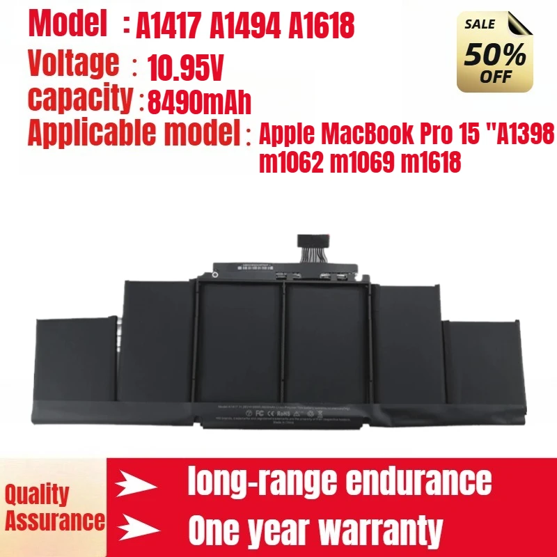 A1417 A1494 A1618 laptop battery for Apple MacBook Pro 15 "A1398 m1062 m1069 m1618 high quality battery
A1417 A1494 A1618 laptop battery for Apple MacBook Pro 15 "A1398 m1062 m1069 m1618 high quality battery