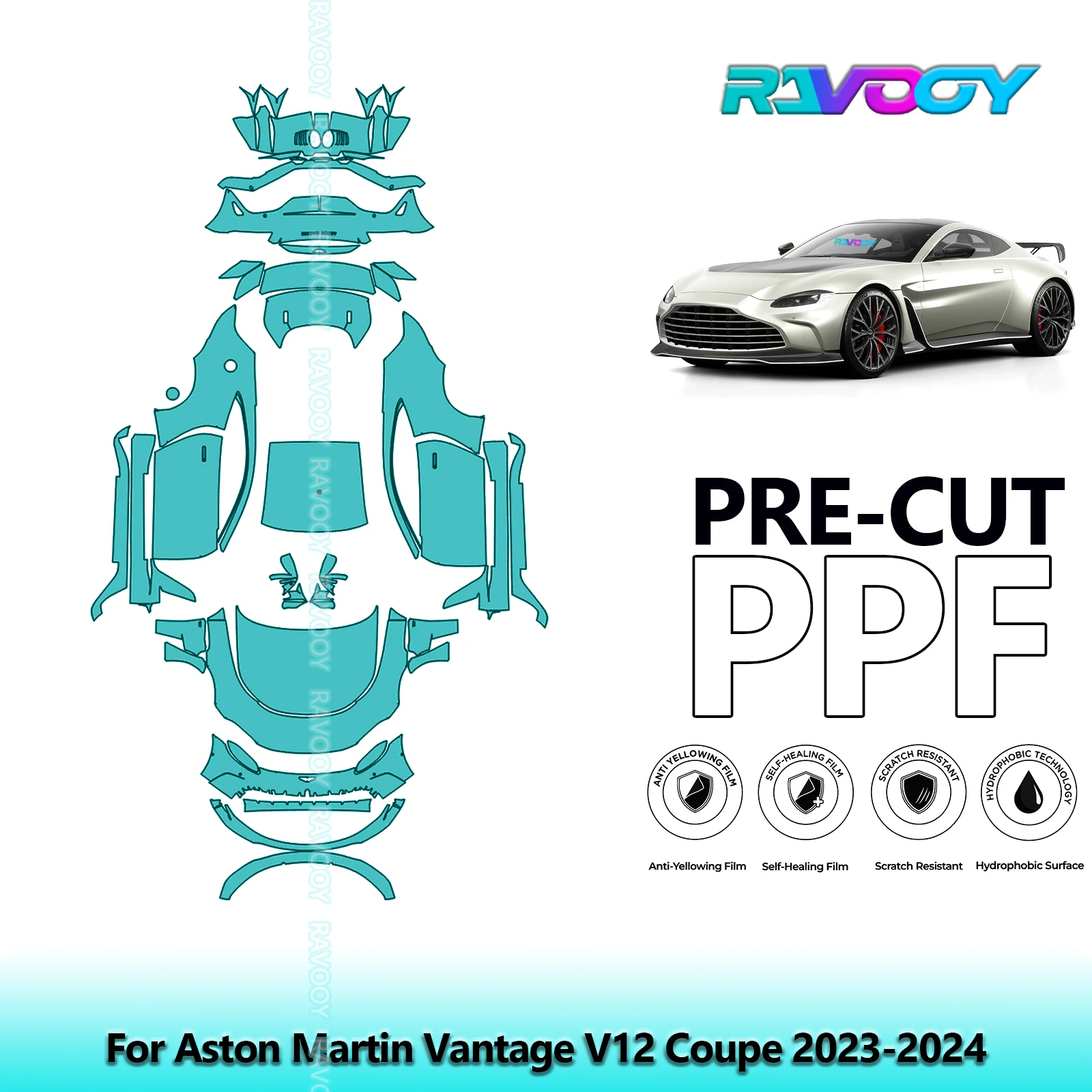 Полный автомобильный прозрачный бюстгальтер, предварительно вырезанная защитная пленка для краски PPF для Aston Martin Vantage V12 Coupe 2023-2024
Полный автомобильный прозрачный бюстгальтер, предварительно вырезанная защитная пленка для краски PPF для Aston Martin Vantage V12 Coupe 2023-2024