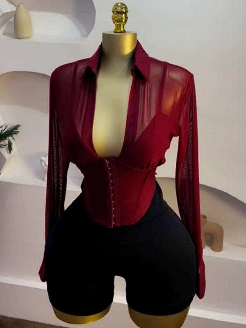 Fashion Mesh Patchwork Tunic Blouse Top Autumn Clothing Women Long Sleeves Turn Down Collar Shirt Top Streetwear Slim Waist Tops
Fashion Mesh Patchwork Tunic Blouse Top Autumn Clothing Women Long Sleeves Turn Down Collar Shirt Top Streetwear Slim Waist Tops