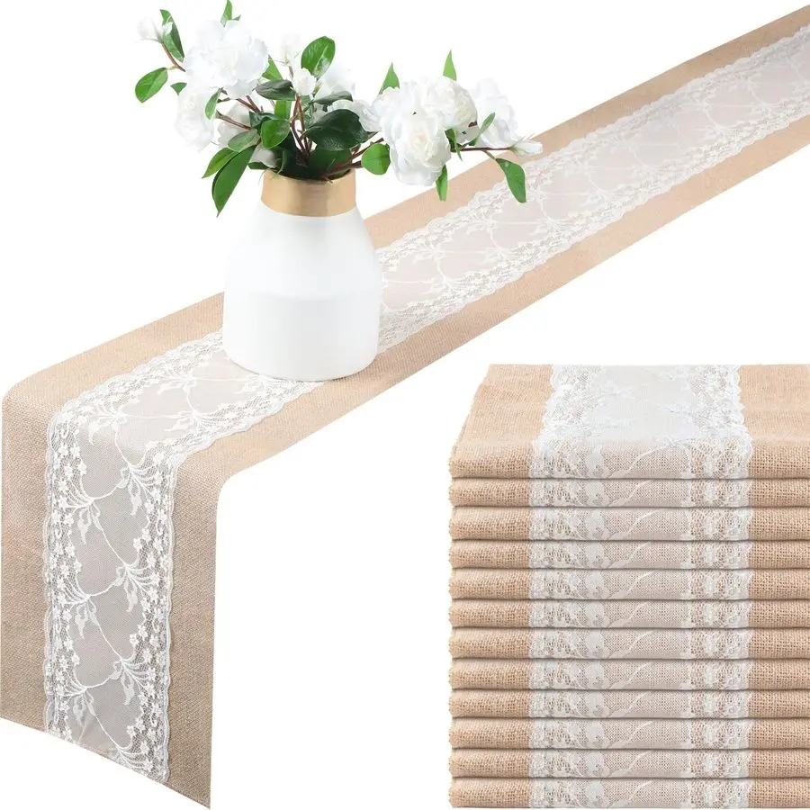 12 Pcs Burlap Table Runner 11.8 x 70.9 Inch White Lace Table Cover Rustic Country Wedding Decor Jute Linen Vintage Table Cloth f
12 Pcs Burlap Table Runner 11.8 x 70.9 Inch White Lace Table Cover Rustic Country Wedding Decor Jute Linen Vintage Table Cloth f