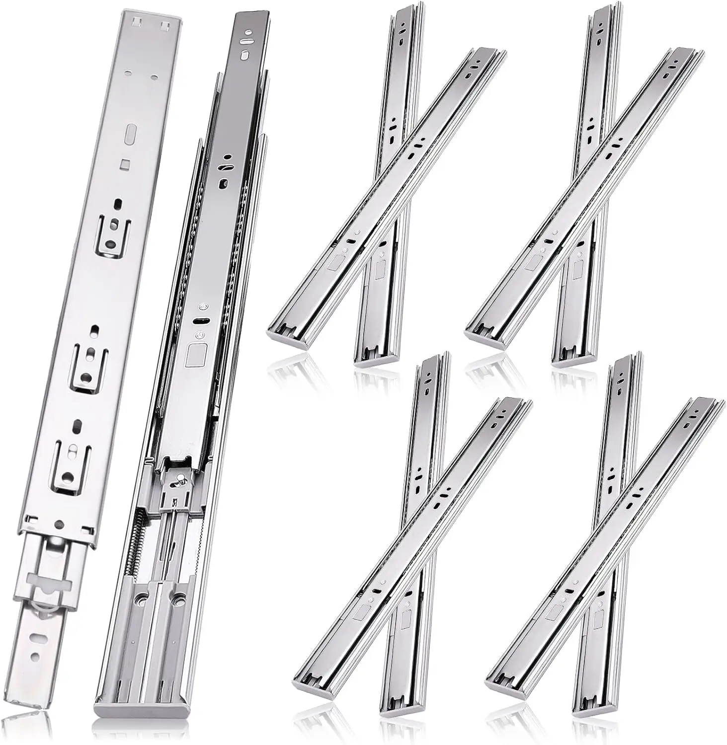 10 inch Soft Close Drawer Slides 4 Pairs, 3 Fold Full Extension Side Mount Cabinet Rails, 100 LB Capacity for Kitchen Dresser
10 inch Soft Close Drawer Slides 4 Pairs, 3 Fold Full Extension Side Mount Cabinet Rails, 100 LB Capacity for Kitchen Dresser