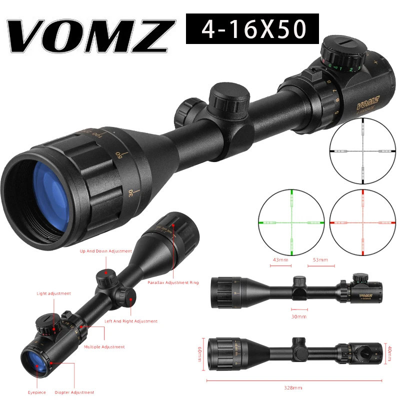 Охотничий Тактический оптический прицел VOMZ 4-16X50 AOE, оптический прицел с красным и зеленым светом и гравировкой стекла, прицел для пневматической винтовки, прицел для охоты
Охотничий Тактический оптический прицел VOMZ 4-16X50 AOE, оптический прицел с красным и зеленым светом и гравировкой стекла, прицел для пневматической винтовки, прицел для охоты