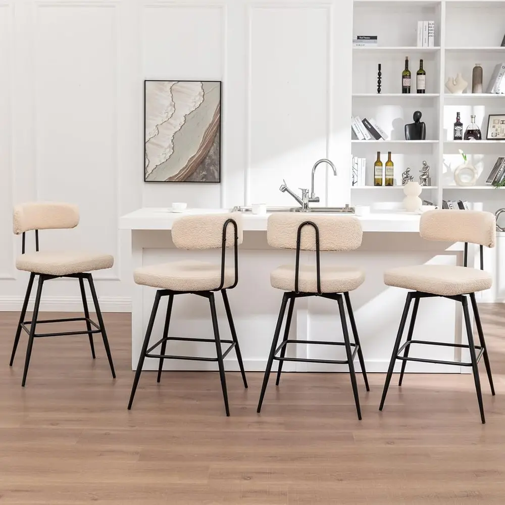 Set of 4 Counter Height Bar Stools with Back, Beige Fabric, Suitable for Kitchen Island, Cafe, Pub
Set of 4 Counter Height Bar Stools with Back, Beige Fabric, Suitable for Kitchen Island, Cafe, Pub