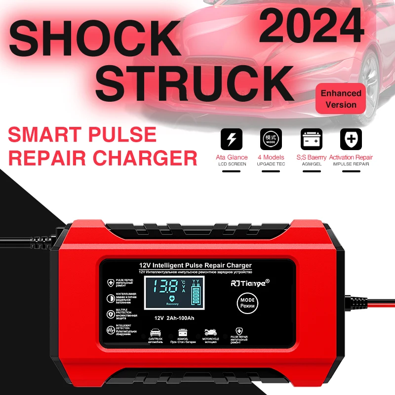 6A12V Car Battery Charger Car and Motorcycle Battery Charging Device Lead-acid Battery Smart Repair LCD Display
6A12V Car Battery Charger Car and Motorcycle Battery Charging Device Lead-acid Battery Smart Repair LCD Display