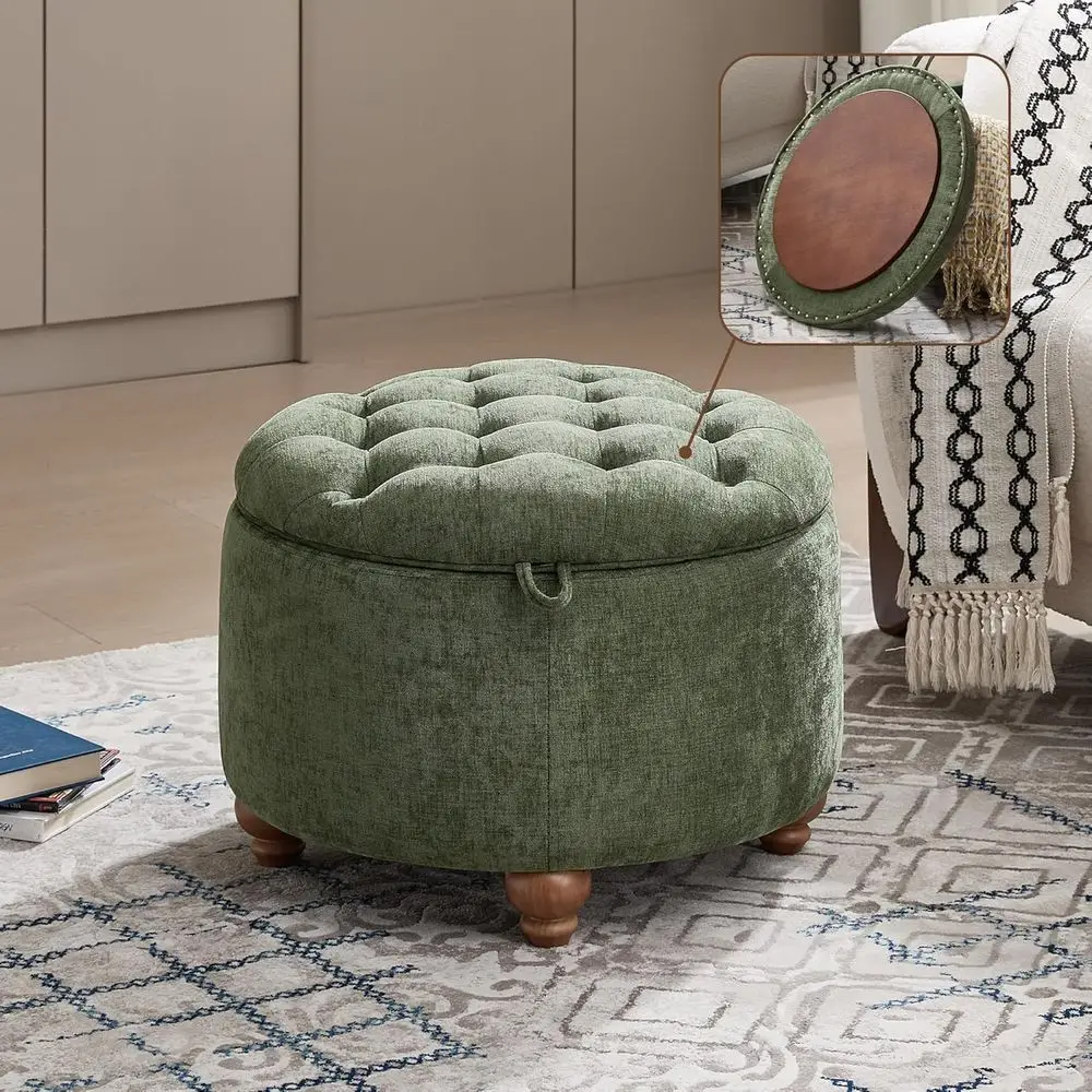 24-Inch Green Chenille Storage Ottoman with Removable Tray for Living and Bedroom Use
24-Inch Green Chenille Storage Ottoman with Removable Tray for Living and Bedroom Use