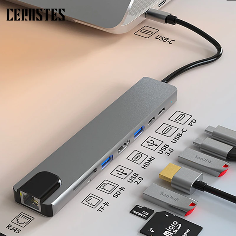 CERASTES USB C HUB Dock Station HUB USB 3.0 Type C To HDMI-compatible USB Splitter Adapter for Macbook Pro Air Laptop PC
CERASTES USB C HUB Dock Station HUB USB 3.0 Type C To HDMI-compatible USB Splitter Adapter for Macbook Pro Air Laptop PC