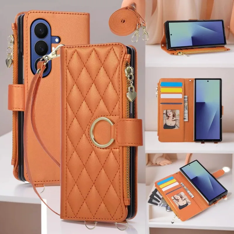 Suitable for Samsung Z Fold 4/5/7 quilted wallet artificial leather cover clamshell phone case W26 small Chanel protection cover
Suitable for Samsung Z Fold 4/5/7 quilted wallet artificial leather cover clamshell phone case W26 small Chanel protection cover