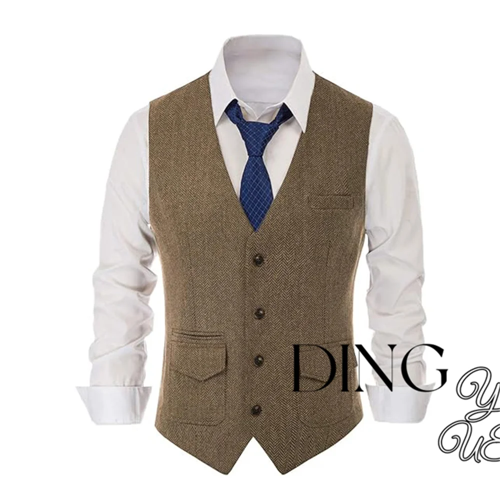 Men's British Herringbone Tweed Vest Casual Wool Blend Waistcoat with Pockets Men's Suit Vest Slim-fit Vest Wedding Vest Men
Men's British Herringbone Tweed Vest Casual Wool Blend Waistcoat with Pockets Men's Suit Vest Slim-fit Vest Wedding Vest Men