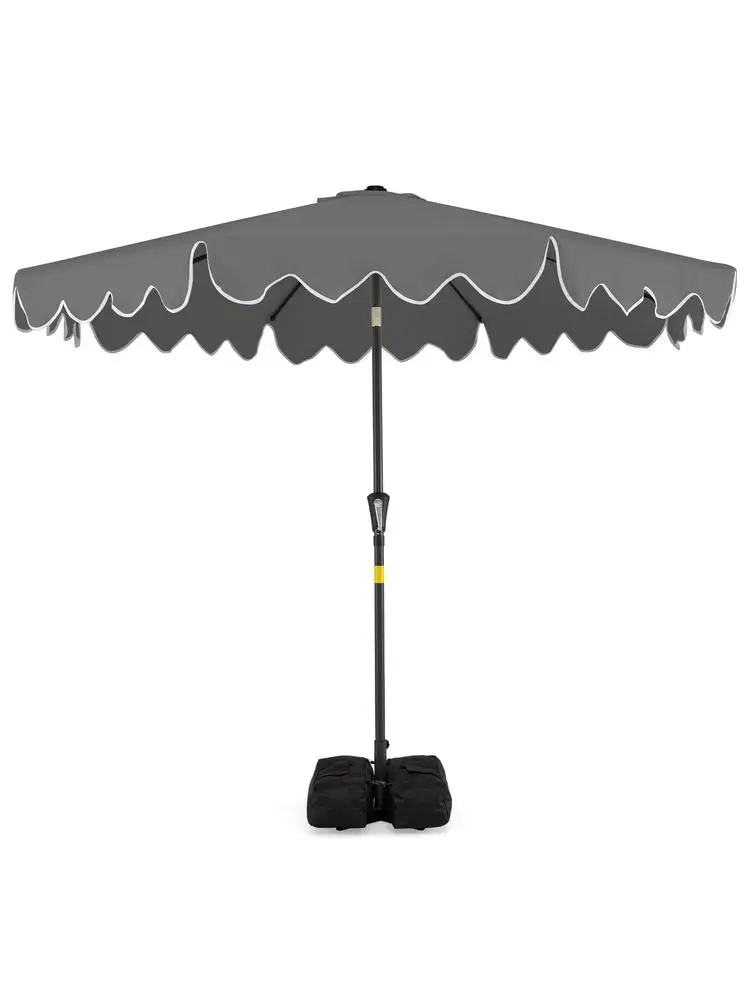 9 Feet Patio Umbrella with Weighted Base and Sandbags-Gray
9 Feet Patio Umbrella with Weighted Base and Sandbags-Gray