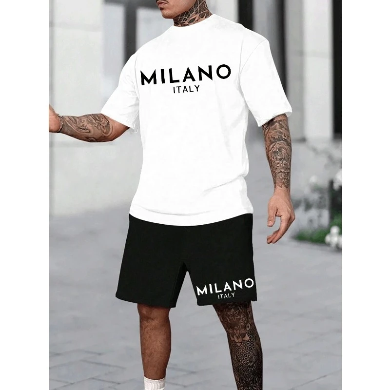 MILANO Print Men'S 2pcs Casual Comfortable Set Short Sleeve T-Shirt & Shorts Stylish Adaptable And Cozy Attire for Summer
MILANO Print Men'S 2pcs Casual Comfortable Set Short Sleeve T-Shirt & Shorts Stylish Adaptable And Cozy Attire for Summer