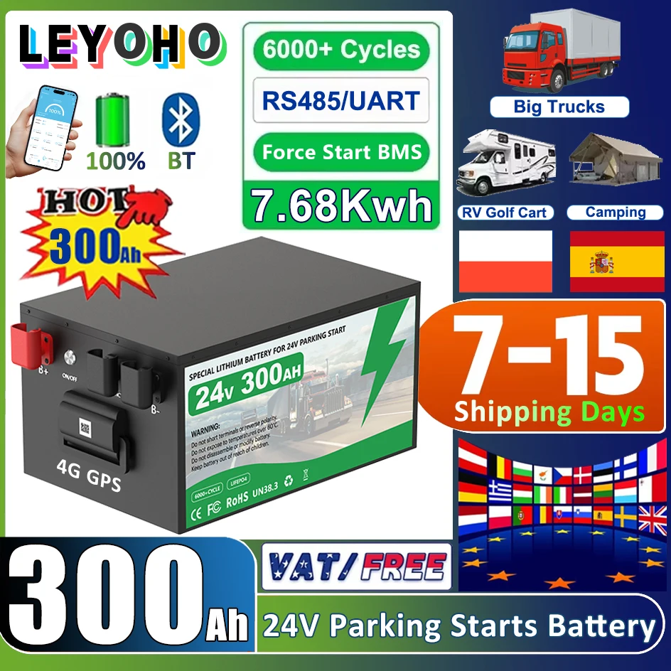 LiFePO4 24V 300Ah Battery 6000 Cycles Bluetooth 320Ah 340Ah Truck Parking Air Conditioning Forced Start Lithium Battery EU STOCK
LiFePO4 24V 300Ah Battery 6000 Cycles Bluetooth 320Ah 340Ah Truck Parking Air Conditioning Forced Start Lithium Battery EU STOCK