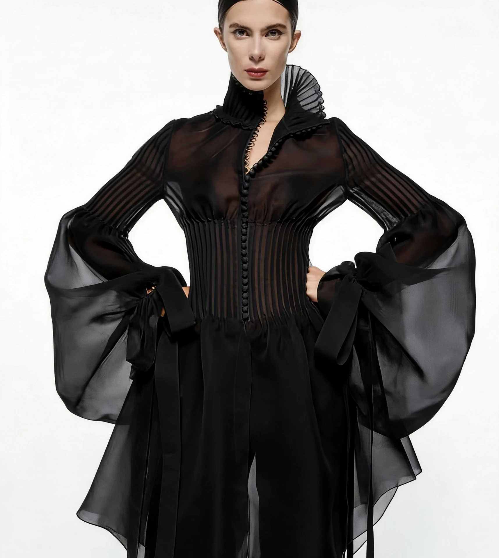 Elegant Long Sleeve Transparent White Black Dress Ladylike Design Sensation City Commute Suitable High Waist Chiffon Gown
Elegant Long Sleeve Transparent White Black Dress Ladylike Design Sensation City Commute Suitable High Waist Chiffon Gown