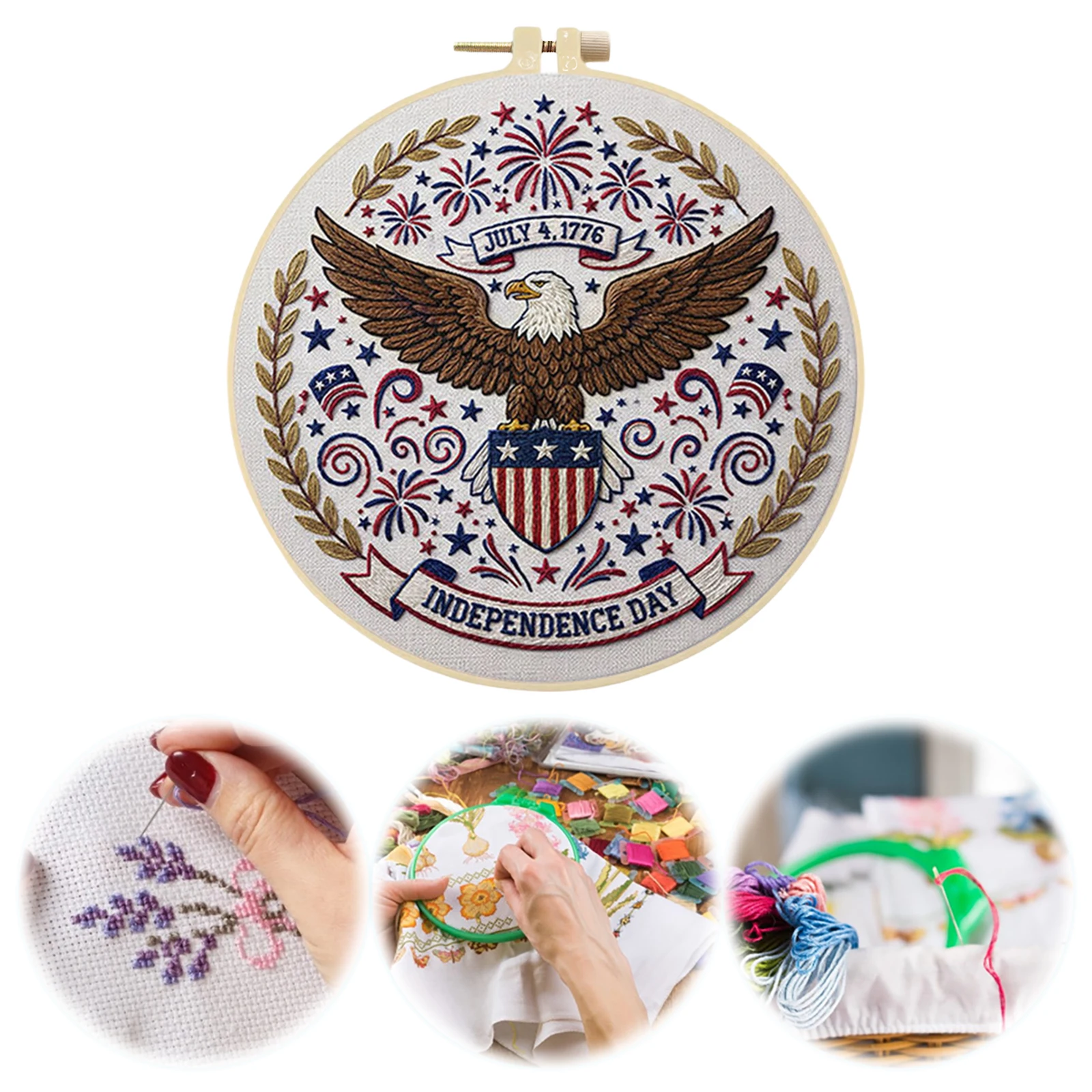 29x29cm DIY Cotton Embroidery Kit with Embroidery Hoop Stamped Cross Stitch Kit Independence Day Hand Stitch Kit for Beginners
29x29cm DIY Cotton Embroidery Kit with Embroidery Hoop Stamped Cross Stitch Kit Independence Day Hand Stitch Kit for Beginners